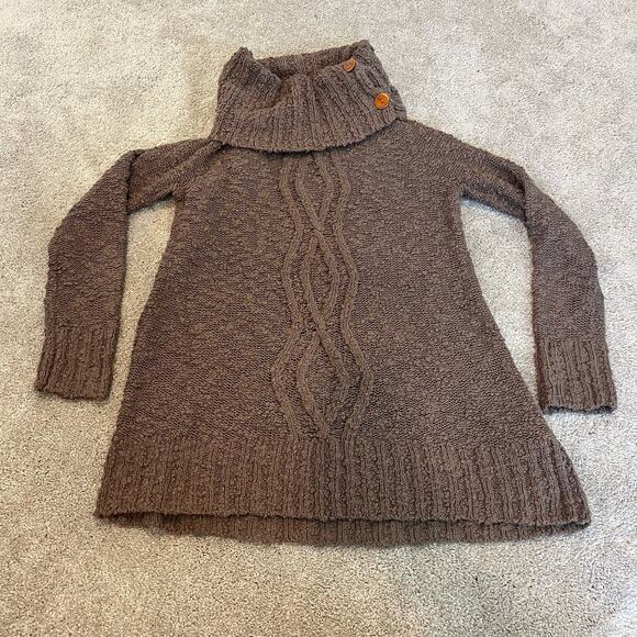 Moth Women's Loose Knit Chunky Turtleneck Sweater Taupe Brown Size XS - Picture 6 of 8